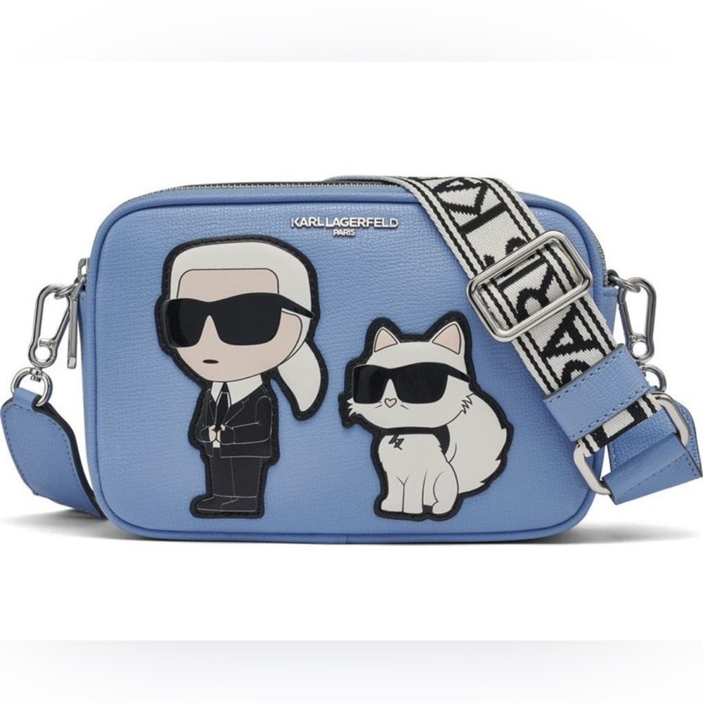 Karl Lagerfeld Light Blue Crossbody Bag with Character Design